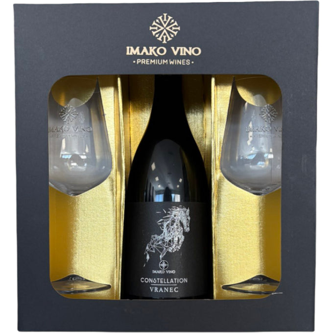 Poklon kutija Constellation Vranec 0,75L + 2 čaše - Imako Vino