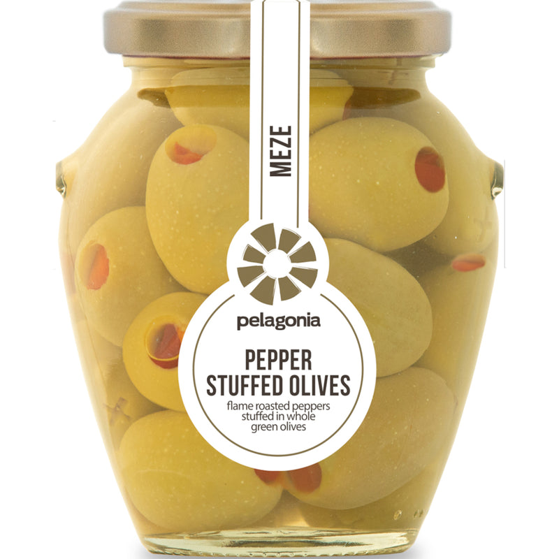 Zelene Masline sa Paprikom 300g - Pelagonia - Makedonske Delicije