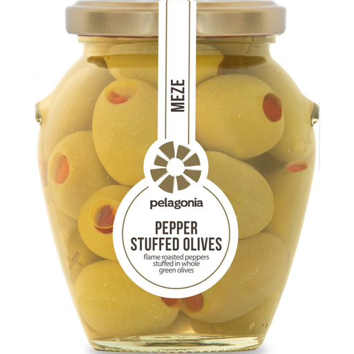 Zelene Masline sa Paprikom 300g - Pelagonia - Makedonske Delicije