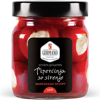 Pikant crvene Papričice punjene sirom Gurmano 290g - Makedonske Delicije